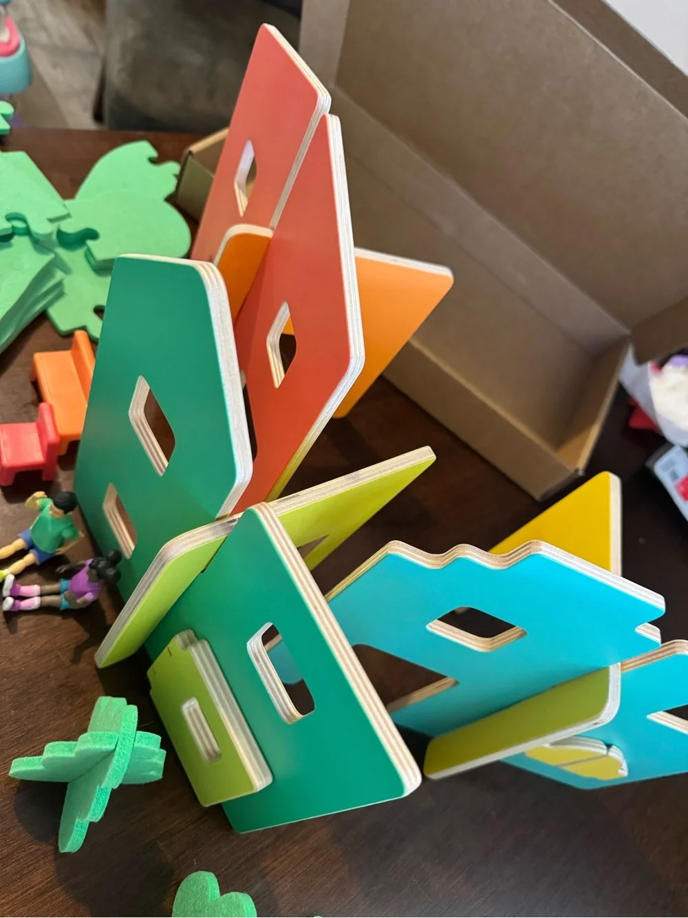 Modular Wooden Village Playset - Multicolor